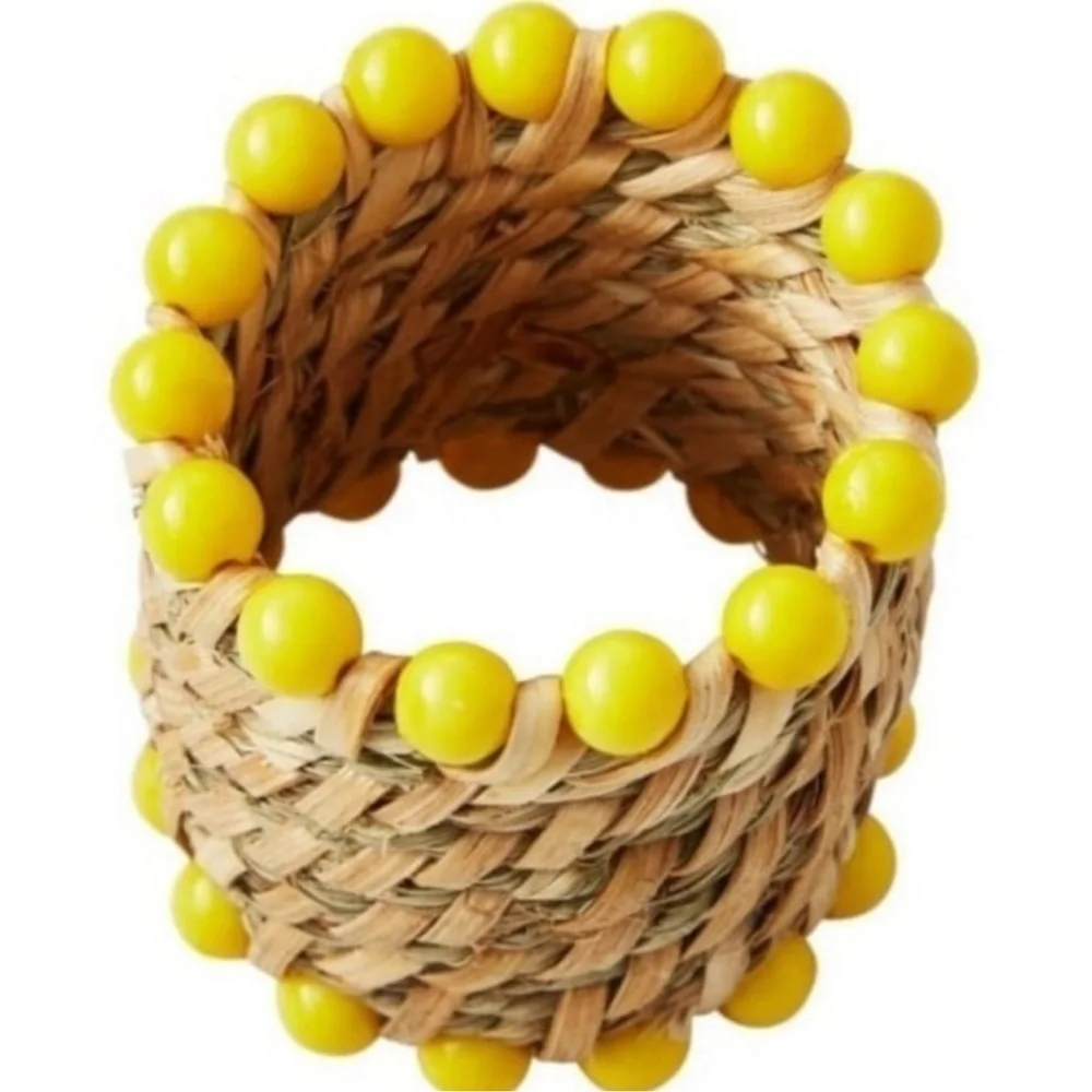 Beaded Rattan Napkin Rings Set of 8 / 2 Boxes Pioneer Woman New boho bohemian